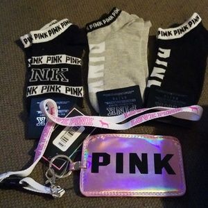 BUNDLE PINK I'd credit card lanyard &socks!